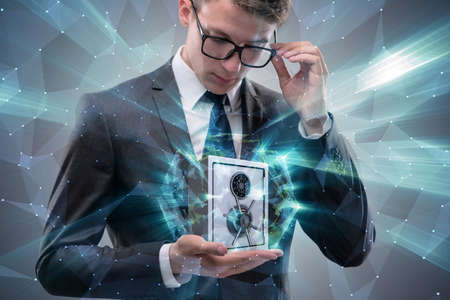 Businessman in security concept with safeの写真素材