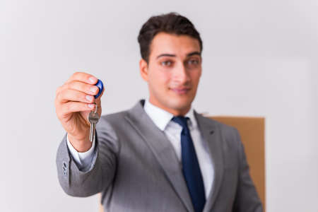 Real estate agent with key from new houseの写真素材