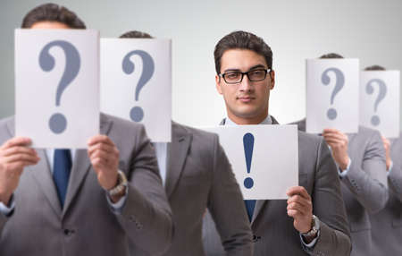 Businessman having answer to many questionsの写真素材