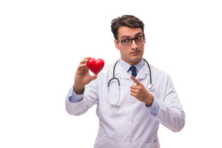 Doctor with heart isolated on white backgroundの写真素材