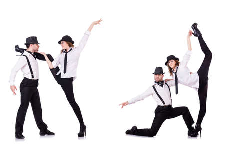 Pair of dancers dancing modern dancesの写真素材