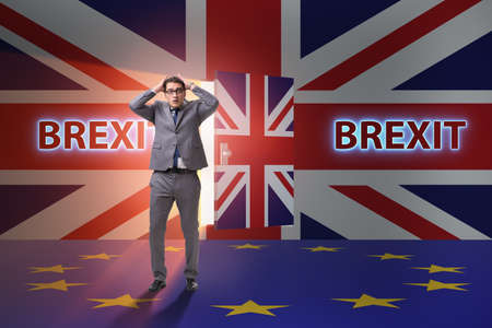 Businessman in Brexit concept - UK leaving EUの写真素材