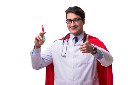 Super hero doctor isolated on whiteの写真素材