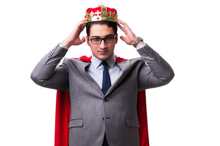 King businessman wearing red cover on whiteの写真素材