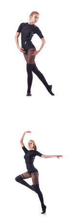 Woman dancing isolated on the whiteの写真素材