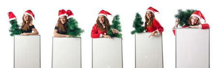 Santa girl isolated on whiteの写真素材