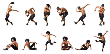 Collage of dancers isolated on white backgroundの写真素材