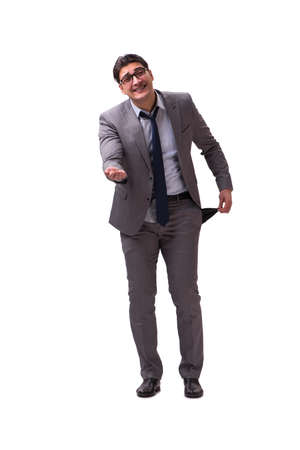 Bankrupt businessman isolated on white backgroundの写真素材