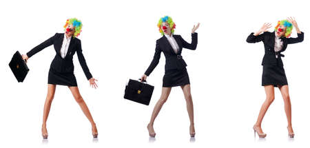 Woman clown in business suitの写真素材