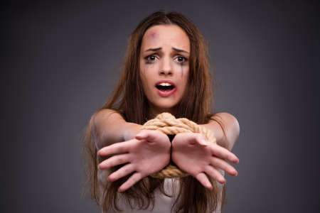 Woman in violence and discrimination concept