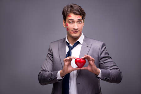 Man in funny romantic conceptの写真素材