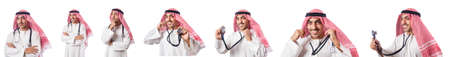 Arab doctor with stethoscope on white