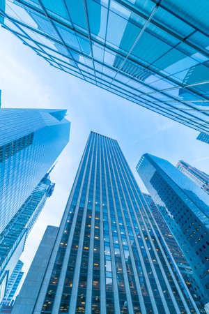 New York skyscrapers vew from street levelの写真素材