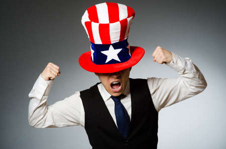 Man wearing hat with american symbolsの写真素材