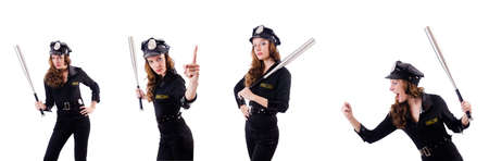 Female police isolated on the white