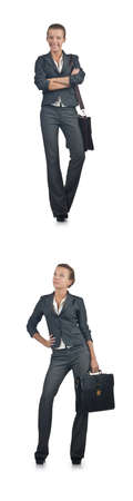 Young businesswoman isolated on whiteの写真素材