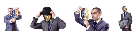 Businessman with mask in hypocrisy concept