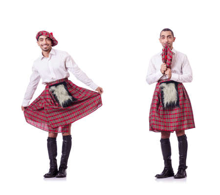 Concept with funny scotsman isolated on whiteの写真素材