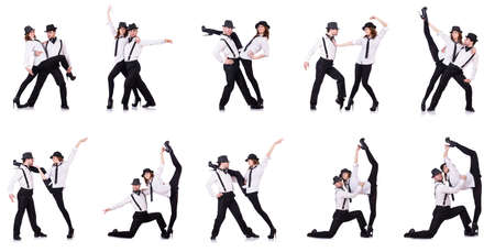 Pair of dancers dancing modern dancesの写真素材