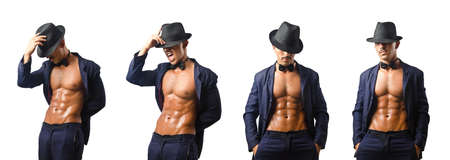 Naked dancer isolated on the whiteの写真素材