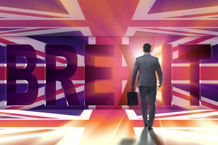Businessman in Brexit concept - UK leaving EUの写真素材