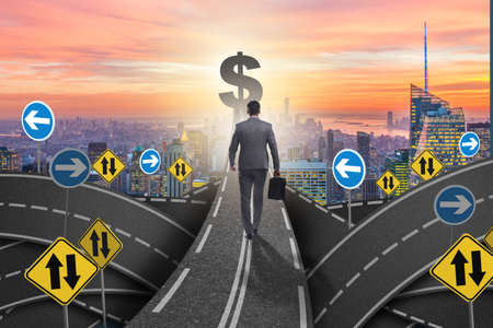 Businessman walking towards his profit targetの写真素材