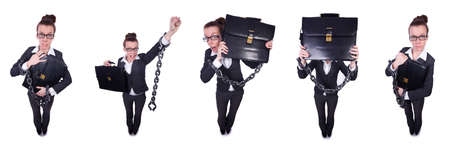 Woman with hands and handcuffsの写真素材