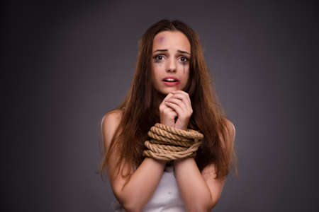 Woman in violence and discrimination conceptの写真素材