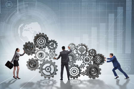 Teamwork concept with businessman and businesswoman