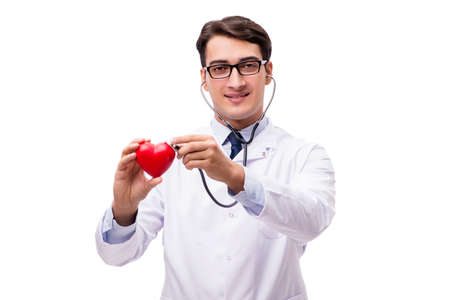Doctor with heart isolated on white backgroundの写真素材