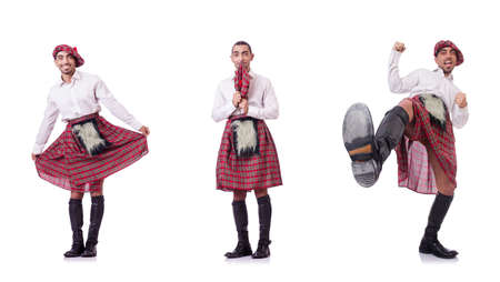 Concept with funny scotsman isolated on whiteの写真素材