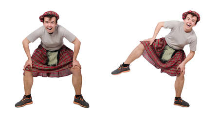 Funny scotsman isolated on whiteの写真素材