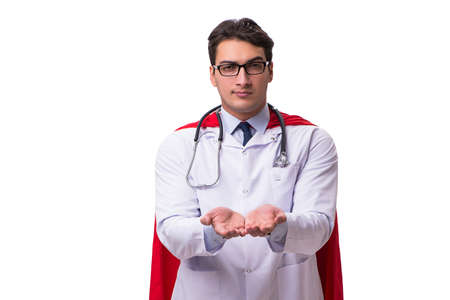 Super hero doctor isolated on whiteの写真素材