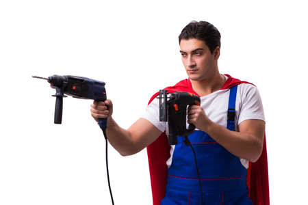 Super hero repairman isolated on the whiteの写真素材