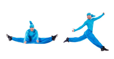 Dancer in wide trousers on whiteの写真素材