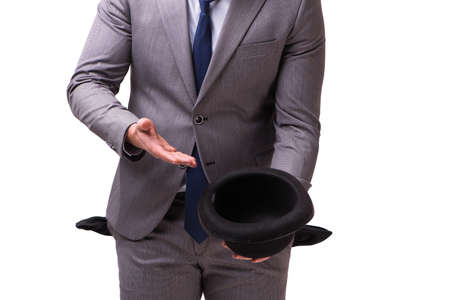 Bankrupt businessman isolated on white backgroundの写真素材