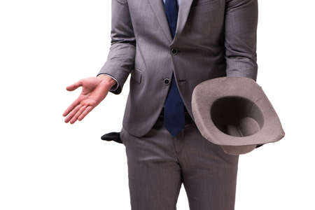 Bankrupt businessman isolated on white backgroundの写真素材