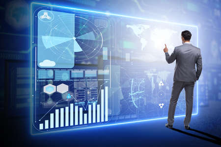Businessman searching for big data