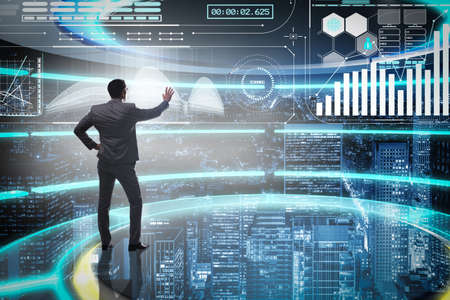 Businessman trading in world stock market
