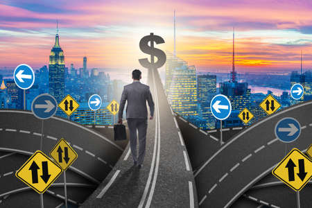 Businessman walking towards his profit targetの写真素材