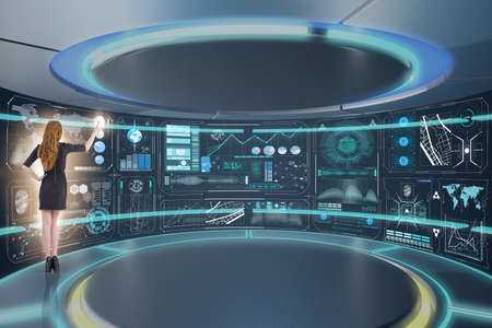 Businessman in big data management concept