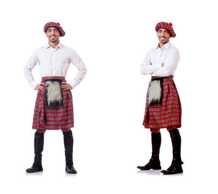 Concept with funny scotsman isolated on whiteの写真素材