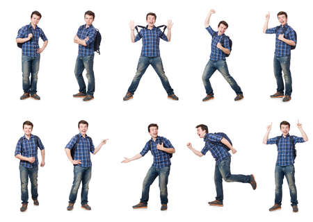 Student with backpack isolated on the whiteの写真素材