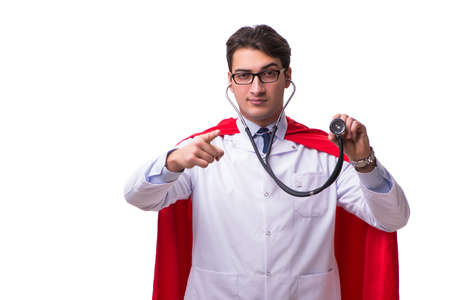 Super hero doctor isolated on whiteの写真素材