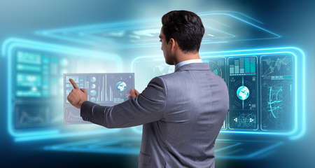 Businessman in big data management concept