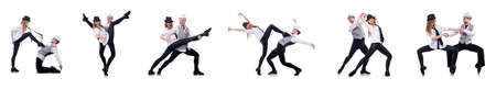 Pair of dancers dancing modern dancesの写真素材