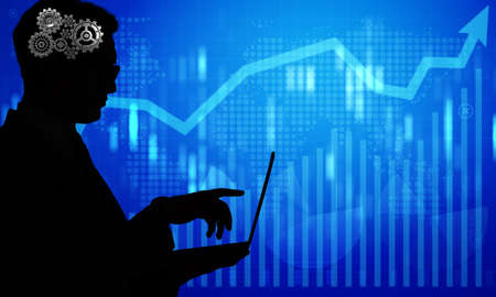 Artificial intelligence concept with man and laptopの写真素材