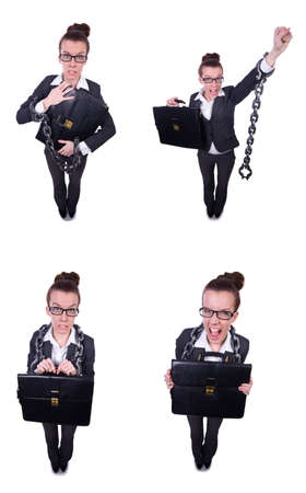 Woman with hands and handcuffsの写真素材
