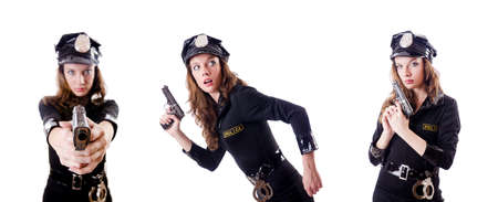 Female police isolated on the white