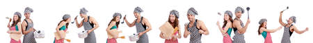 Pair of funny cooks on whiteの写真素材
